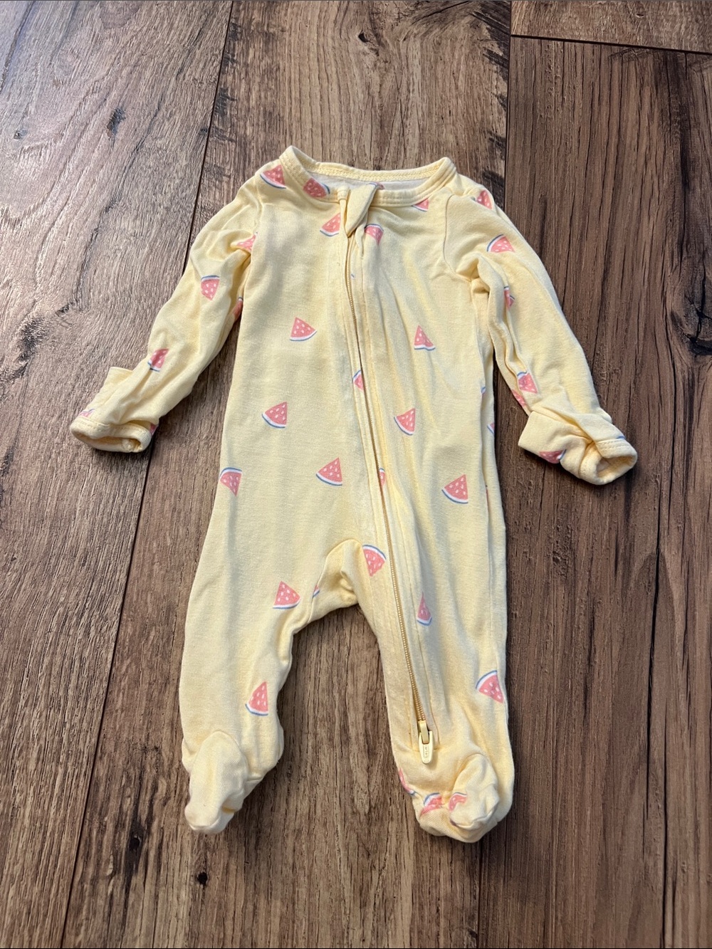 Carter's Yellow Footed Baby One-Piece with Pink Watermelon Motif
